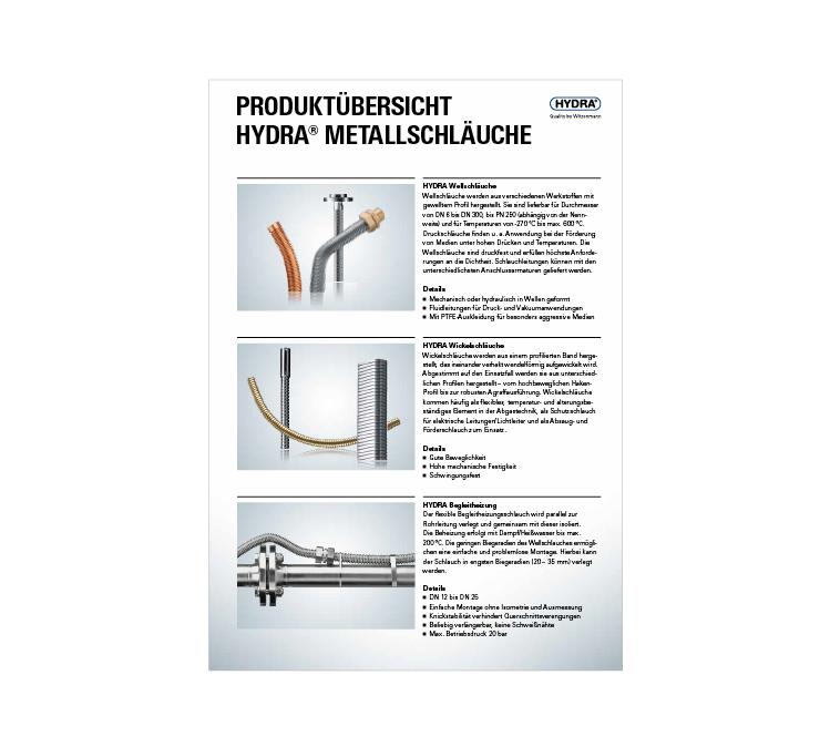 Preview Produktübersicht HYDRA Metallschläuche Product Teaserslider