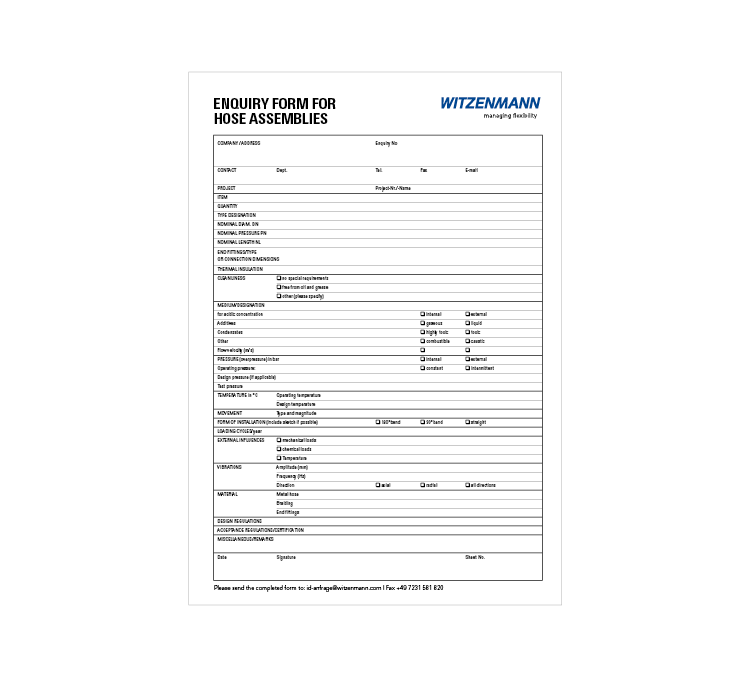 Preview Enquiry Form for Hose Assemblies